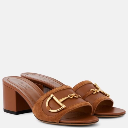Gucci Mules Horsebit en daim et cuir
