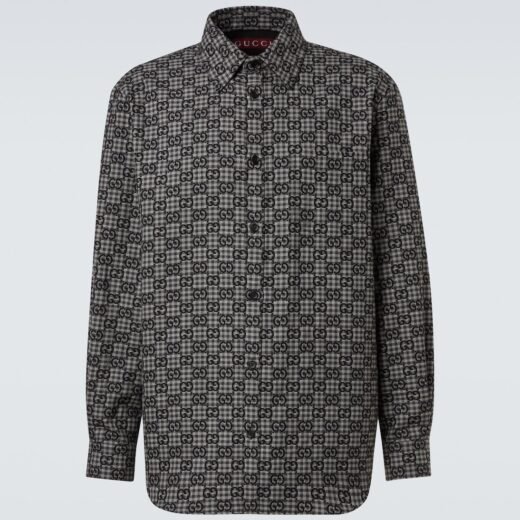 Gucci Chemise GG en laine et coton à carreaux