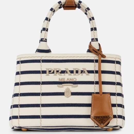 Prada Sac Jardinière Mini rayé en toile