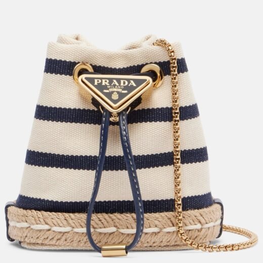 Prada Sac seau Mini rayé en toile