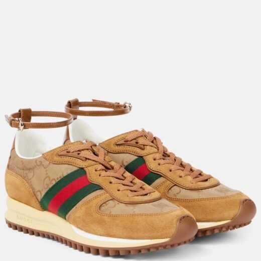 Gucci Baskets Re-Motion Web Stripe en daim