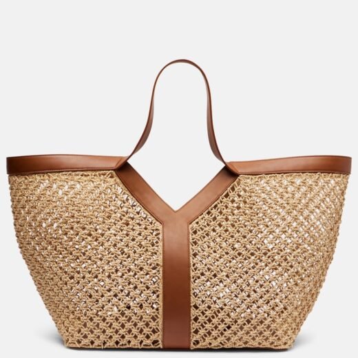 Saint Laurent Cabas Y en raphia et cuir
