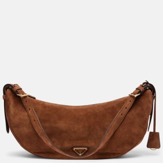 Prada Sac Demi-Lune Large en daim