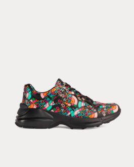Baskets basses Gucci x The North Face Rhyton en cuir noir/multicolore