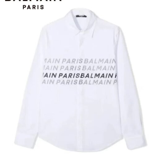 Balmain Chemise à imprimé typographique et ourlet arrondi
