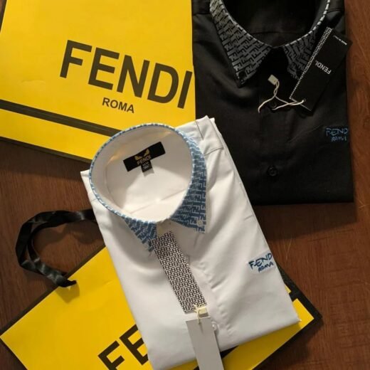 Fendi Chemise noire et blanche contrastée Essentials