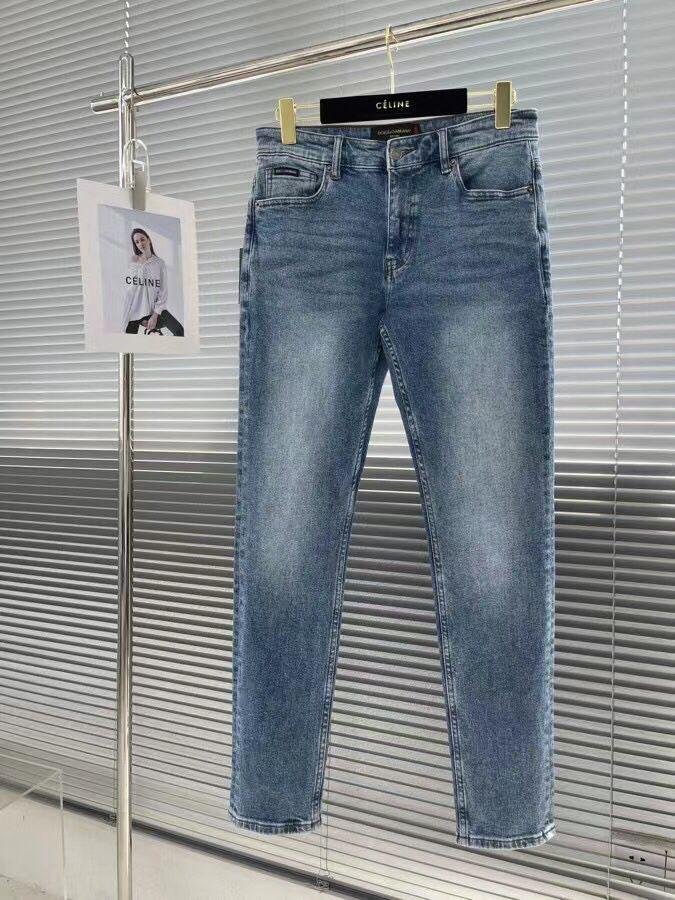 Jeans Dolce & Gabbana en denim bleu clair avec plaque logo