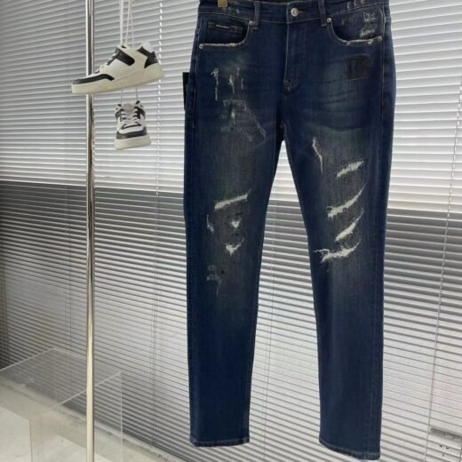 Dolce & Gabbana Jean robuste bleu à logo métallisé pour homme