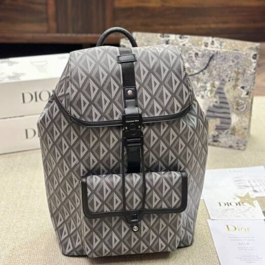 Dior Petit sac à dos Dior Hit The Road en toile et cuir de veau lisse Gris CD Diamond