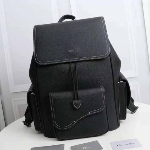 Dior Sac à dos Saddle en jacquard Dior Oblique noir et cuir de veau grainé