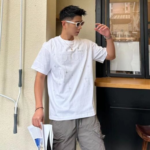 Dior T-shirt oversize basique blanc uni pour homme