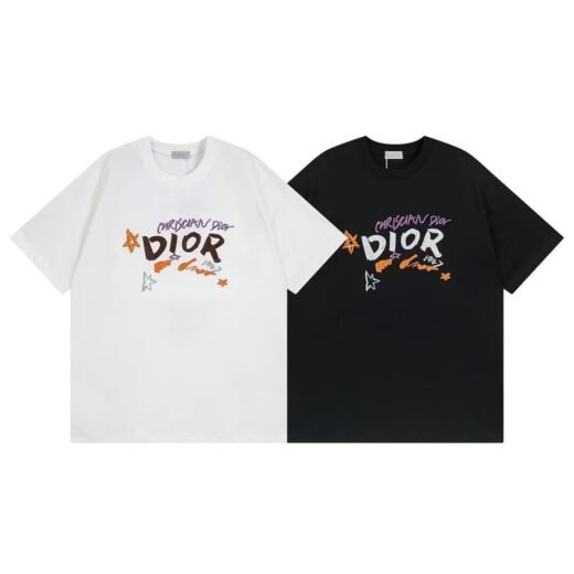 Dior T-shirt tendance à motif lettre pour homme et femme, même style