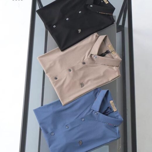 Burberry Chemise unie à col camp et manches courtes