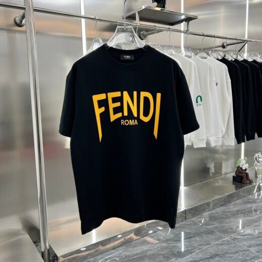 Fendi T-shirt en coton à épaules tombantes et logo