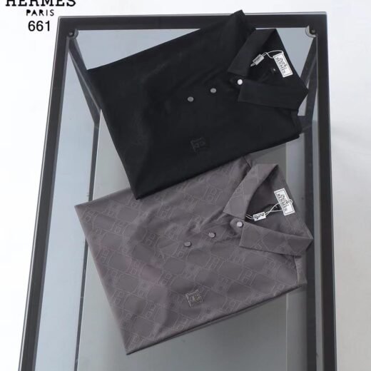 Hermès Polo en piqué de coton imprimé logo all over