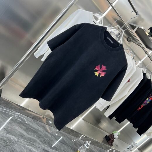 Chrome Hearts T-shirts à épaules tombantes en coton premium avec logo imprimé