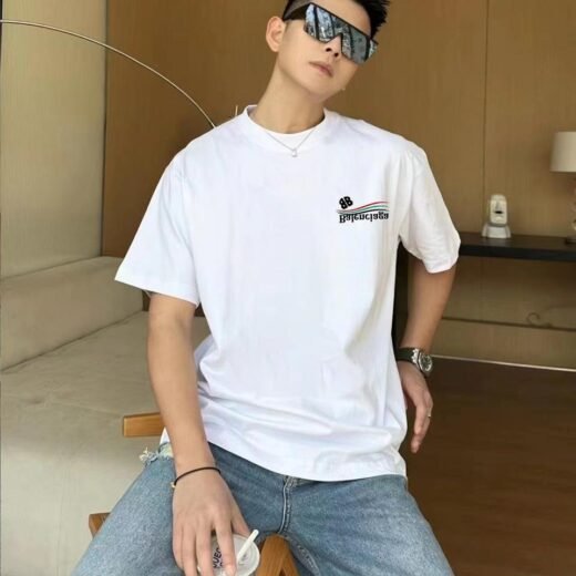 Balenciaga T-shirt homme à manches courtes avec imprimé lettres
