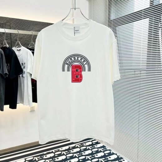 Burberry T-shirt blanc oversize en coton à imprimé graphique