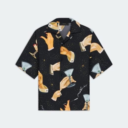 AMIRI CHEMISE DE BOWLING À IMPRIMÉ CHAMPAGNE
