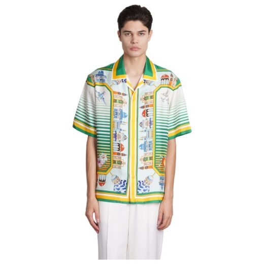 Casablanca Chemise La Liaison verte et multicolore