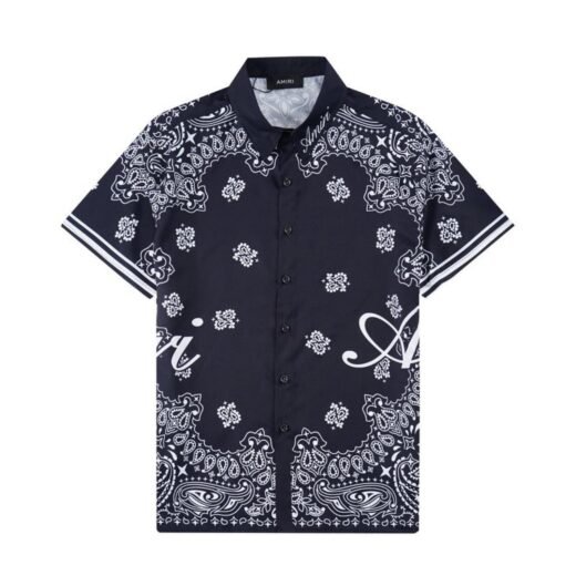AMIRI Polo noir en coton bandana à manches courtes