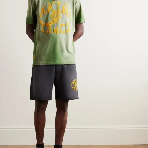 AMIRI T-shirt en jersey de coton floqué avec logo Track / Vert