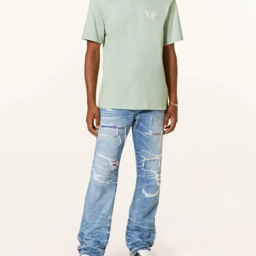 AMIRI T-shirt vert à logo décalé pour homme