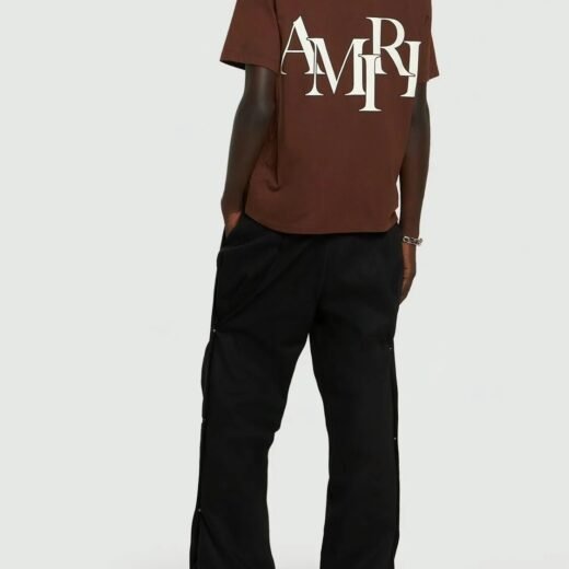 AMIRI T-shirt marron à logo décalé pour homme
