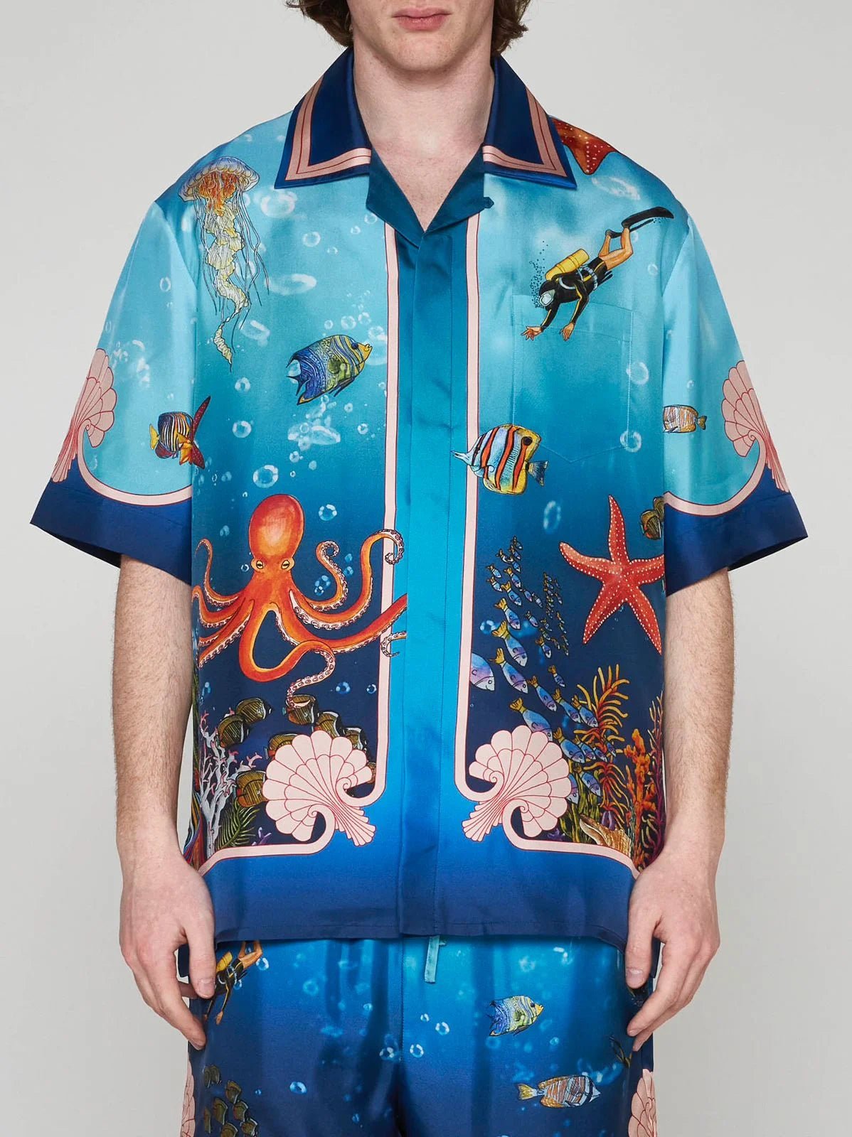 CASABLANCA || Chemise en soie imprimée Marin