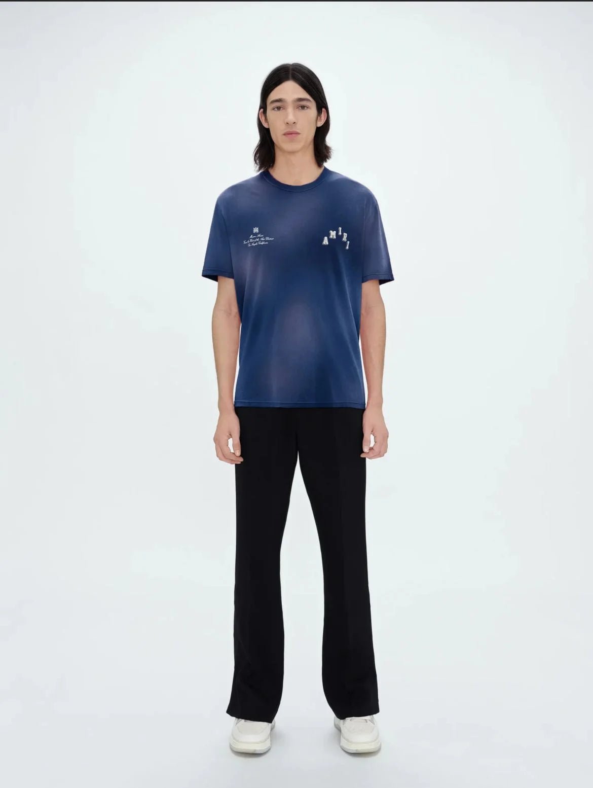 AMIRI || T-shirt vintage à logo universitaire / Bleu