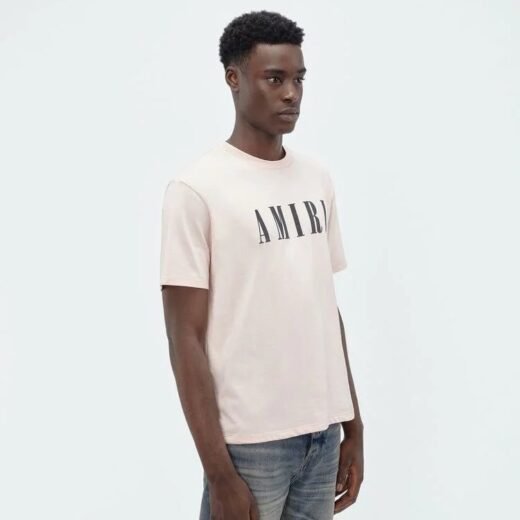 AMIRI T-shirt en jersey de coton crème avec logo imprimé pour homme