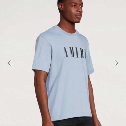 AMIRI T-shirt bleu en jersey de coton avec logo imprimé pour homme