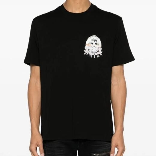 AMIRI T-shirt en coton imprimé chérubin / Noir