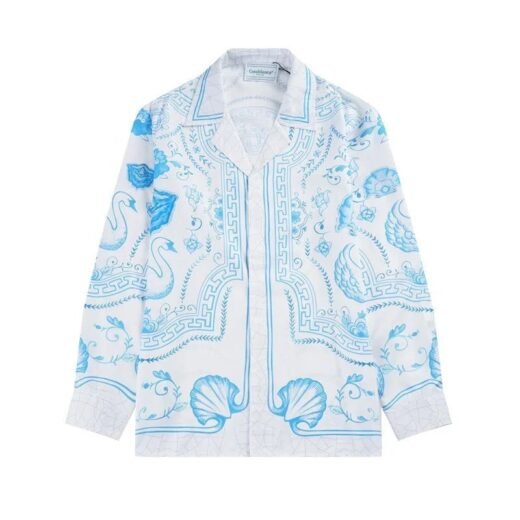 Casablanca Chemise En Soie Blanche Plat À Dessert Blanc