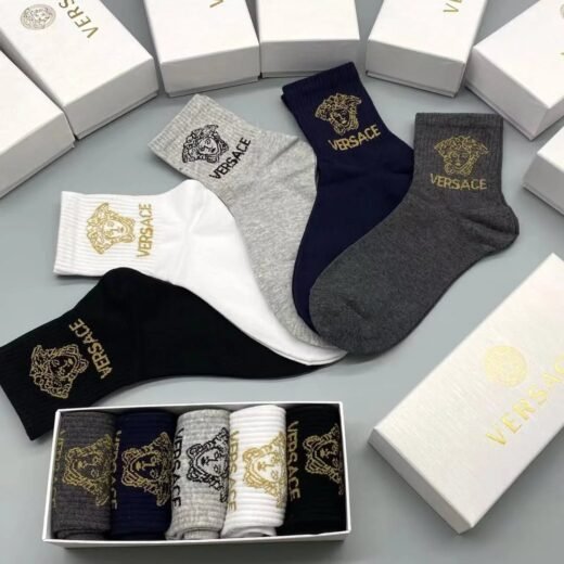Versace Lot de cinq paires de chaussettes mi-hautes Verse Inspo
