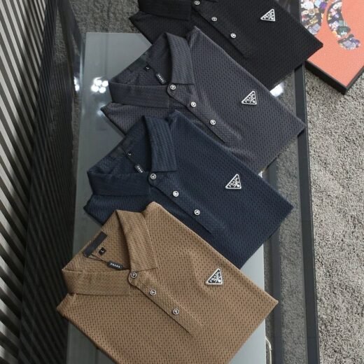 Prada Polo manches mi-longues en lycra froissé avec logo initial