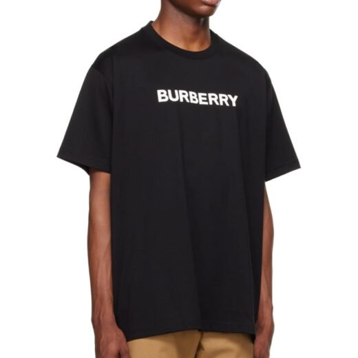 Burberry T-shirts noirs à imprimé graphique Harriston en coton pour homme