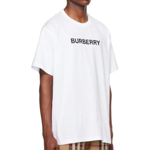 Burberry T-shirts blancs en coton à imprimé graphique Harriston pour homme