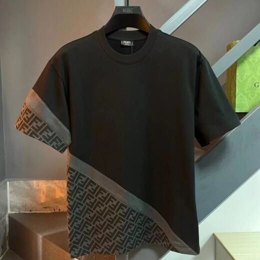 Fendi T-shirt homme à imprimé logo graphique FF en diagonale