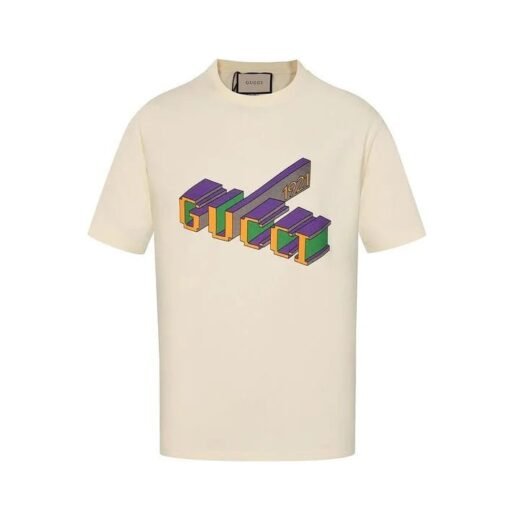 Gucci T-shirt homme imprimé logo Gucci 3D 1921 / Crème