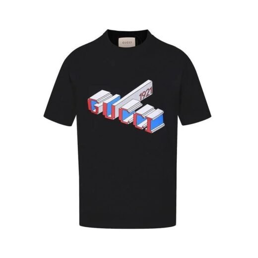 Gucci T-shirt homme imprimé logo Gucci 3D 1921 / Noir