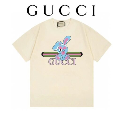 Gucci T-shirt unisexe à col ras du cou; manches courtes et autres motifs animaliers; en coton; avec logo