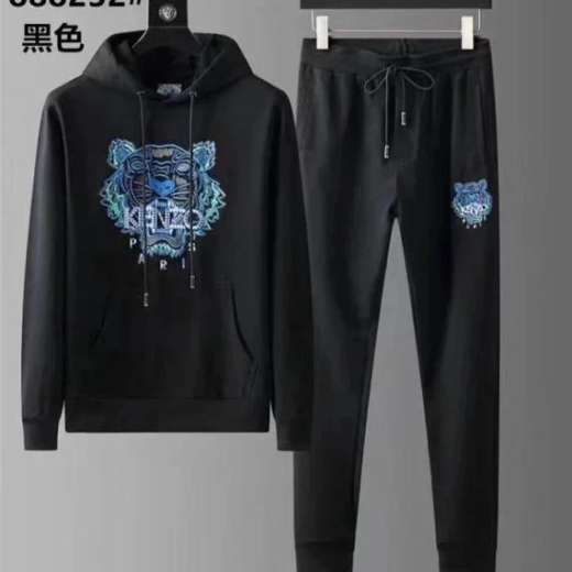 Kenzo Survêtement à capuche motif tigre embossé noir/bleu/blanc