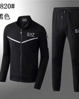 EMP*RIO ARM*NI || Ensemble de survêtement en coton avec logo; col montant zippé; coupe classique