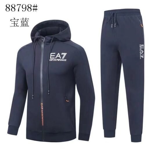 EA7 Emporio Armani Survêtement à capuche coupe classique avec logo contrasté