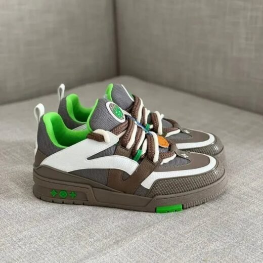 Louis Vuitton Baskets de skate bicolores à double lacets LV Gris/Vert