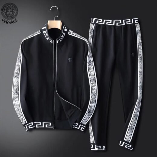 Versace Ensemble de survêtement noir à bandes Medusa pour homme