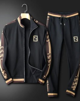 FENDI || Ensemble de survêtement zippé Fendi noir vintage