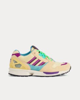 Baskets basses Adidas x Gucci ZX8000 GG en toile beige/violet