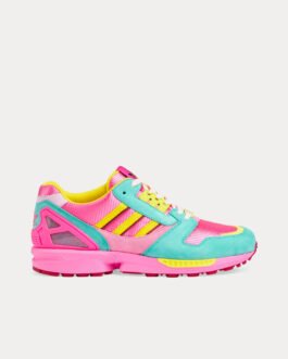 Baskets basses Adidas x Gucci ZX8000 en cuir rose/aigue-marine